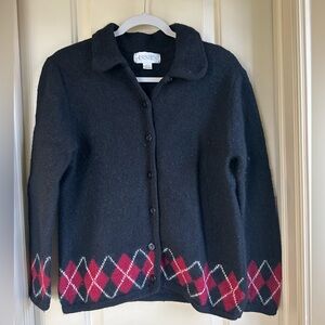 Women’s Casual Corner Annex Wool Cardigan; Black; Size L